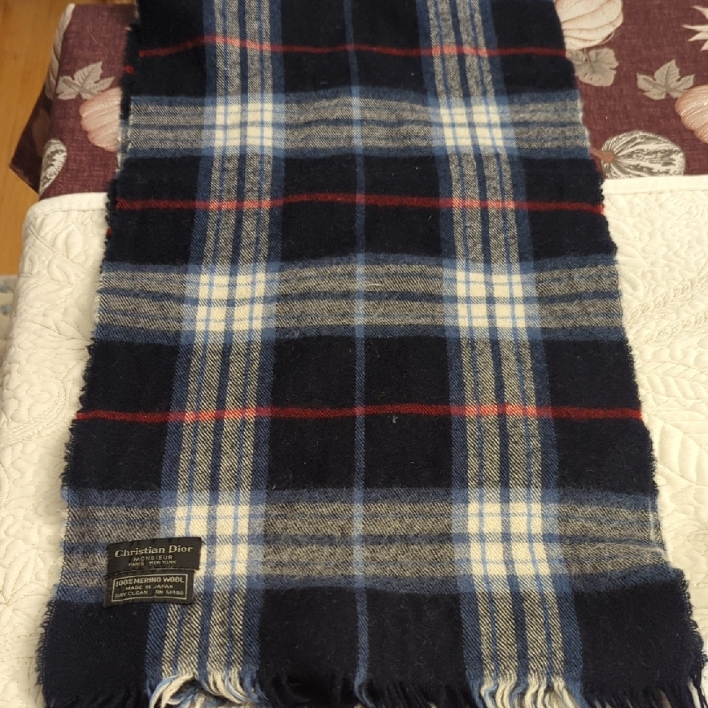 Dior Blue and White Wool Scarf - Picture 5 of 5